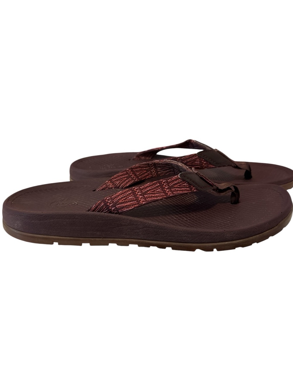 Chaco Women's Brown and Red Patterned Flip Sandals Size 8